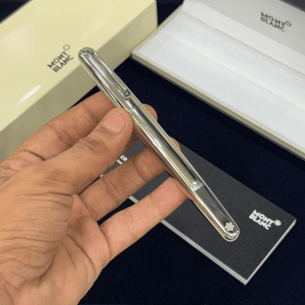 Montblanc M series premium designer Silver pen close view