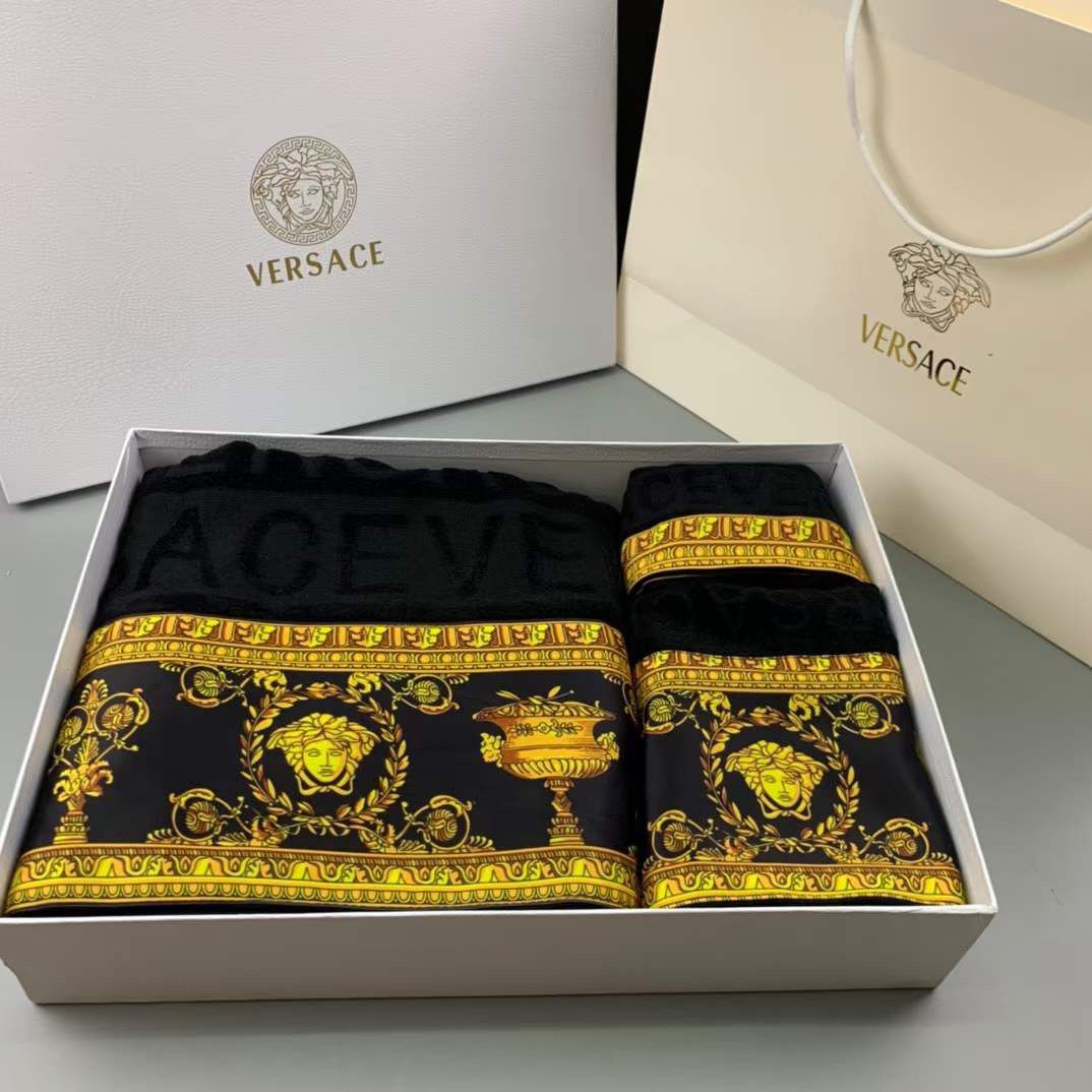 Versace towel set – luxury cotton bath and hand towels collection